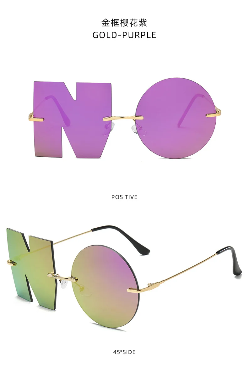 �NO"! Styling-Sonnenbrillen, modische Sonnenbrillen, Metall-Brillengestelle, bunte Brillengläser, Alien-Brillen – Detail 8