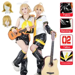 Anime Kcagamine Rin Len Cosplay Costume Twins Brother Sister Uniform Dress Shoes Wig Cosplay Halloween Party Costume Full Suit