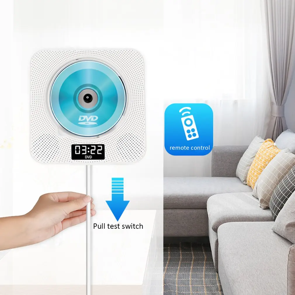 

Wall Mounted DVD/CD Player With Bluetooth Remote Control Stereo FM Radio HiFi Music Built-in Speaker for TV Home Dropshipping