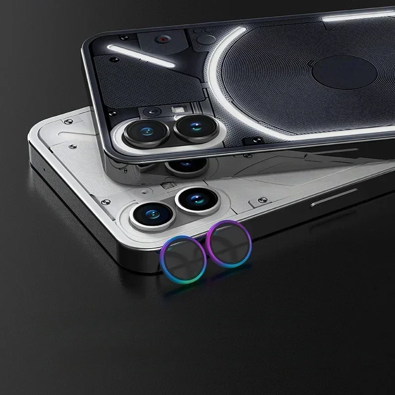 Juego de película protectora para lente de teléfono, protectores de cámara de anillo de Metal para nada, tapas de vidrio para lente de teléfono 2 y 1, 1 Juego