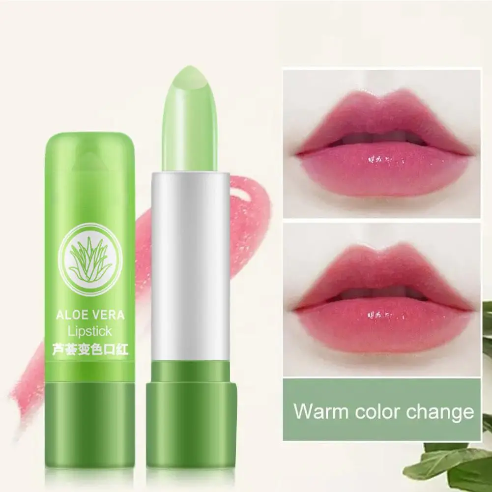 Bálsamo labial de Aloe Vera que cambia de Color, brillo de labios impermeable, cambio de temperatura, lápiz labial antiadherente, Cosméticos hidratantes, antiseco, N1i9