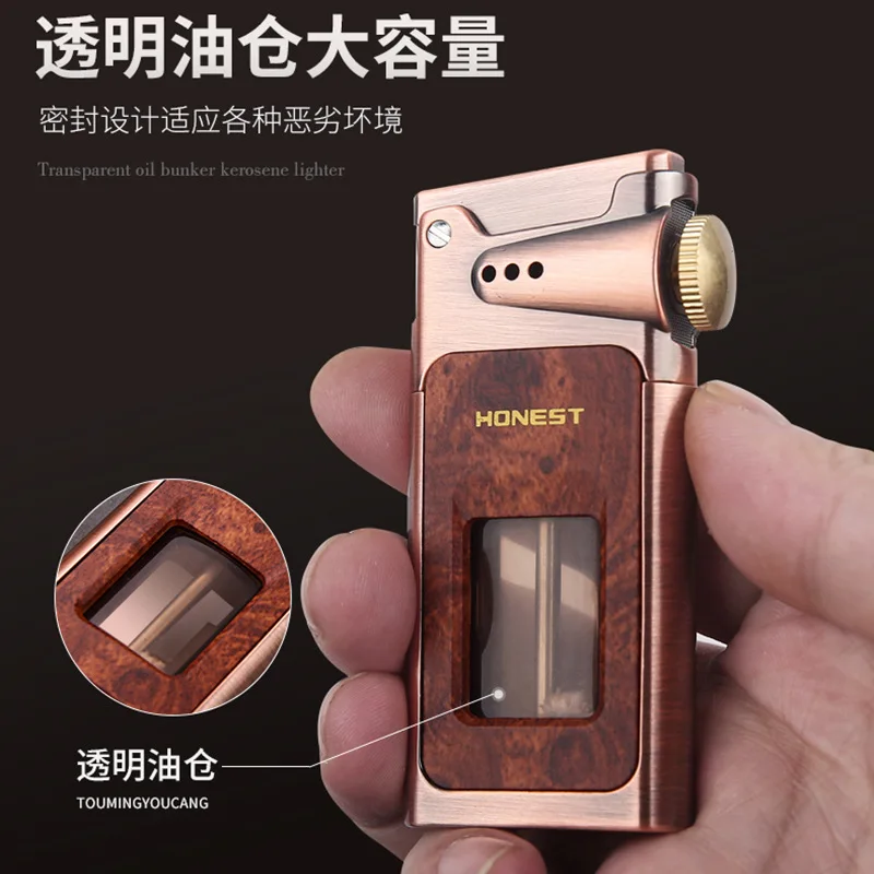 

Металлическая прозрачная зажигалка Ke.ro.se.ne для сигар, надувная, аксессуар для сигарет, подарок для курильщика (без газа)