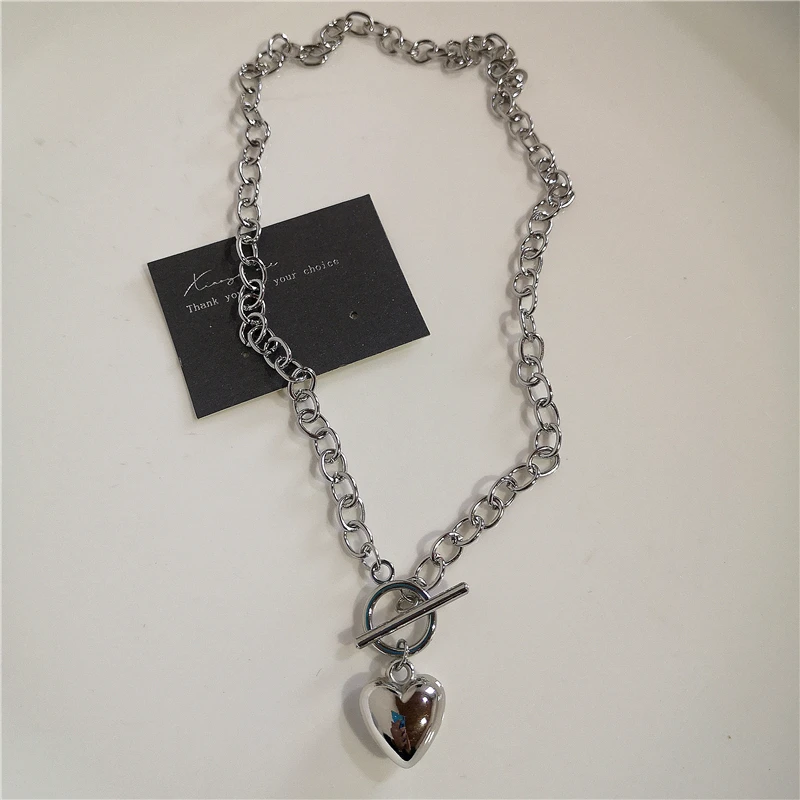 Punk Rock Schwarz Herz Kreuz Anhänger Kette Halskette Für Männer Frauen Coole Hip Hop Straße Vintage 90er Jahre Y2K Grunge Goth Zubehör