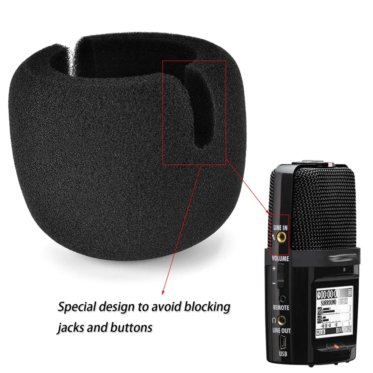 غطاء غبار ميكروفون محمول ، مقاوم للرياح ، فلتر رياح لمسجل التكبير h2n