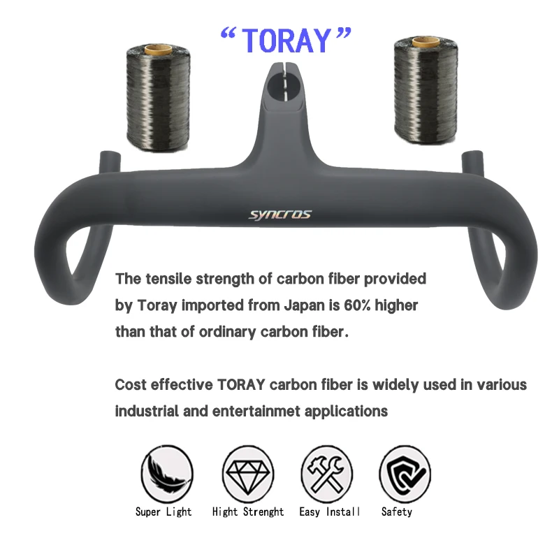 DI2 Road Handlebar Cockpit Full Carbon Fiber Internal Cable System 360-420mm with Mount Spacers Chameleon Sticker for Bicycles
