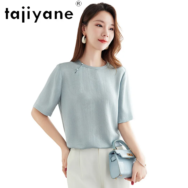 

TAJIYANE 100% натуральные шелковые летние топы из тутового шелкопряда для женщин, новые футболки в китайском стиле, повседневные свободные футболки, женская одежда 2026
