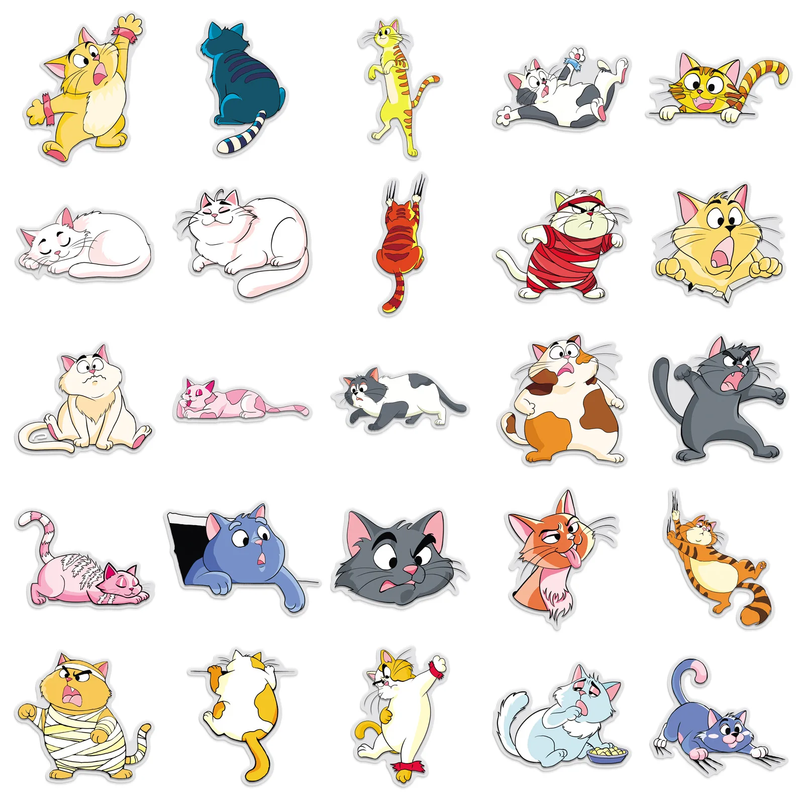 50/100 pçs transparente pet engraçado gato adesivo bonito gatinho dos desenhos animados decoração à prova dwaterproof água diy portátil papelaria adesivo