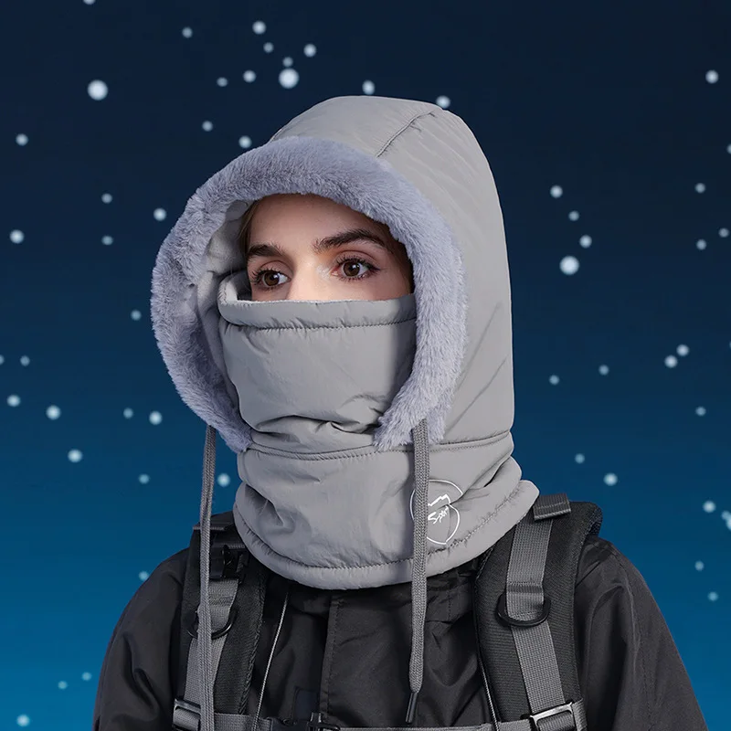 Chapéu de inverno, máscara facial, cachecol, chapéu de uma peça com isolamento de lã, proteção de pescoço, capa de cabeça, ciclismo, esqui, chapéu de proteção de ouvido