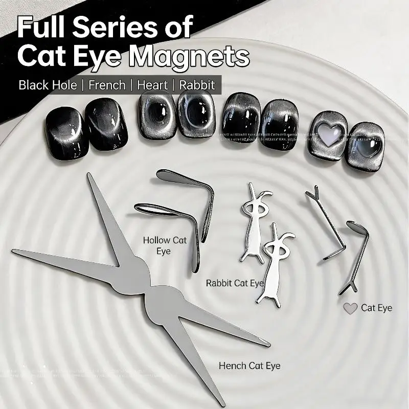 

【4PCS Black Hole Shape Cat Eye Nail Art Magnet Suck Hollow Cat Eye Nail Art Effect Magnet Ring For Magnetic Gel Polish Tools】
