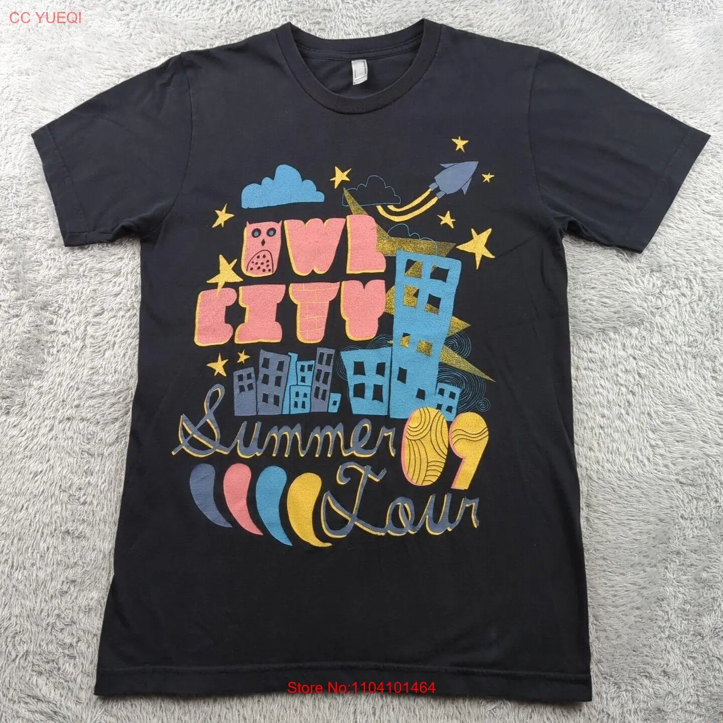 Owl City T Shirt Mens Small Black 2009 Summer Tour Fireflies Rare Band Tee