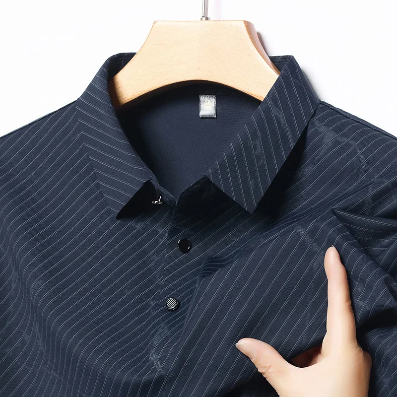 

SimpleIce Crack Business Casual Short-Sleeved T-Shirt Summer New Wrinkle-resistant, Non-Signal, Men's Polo Shirt Designer Tops