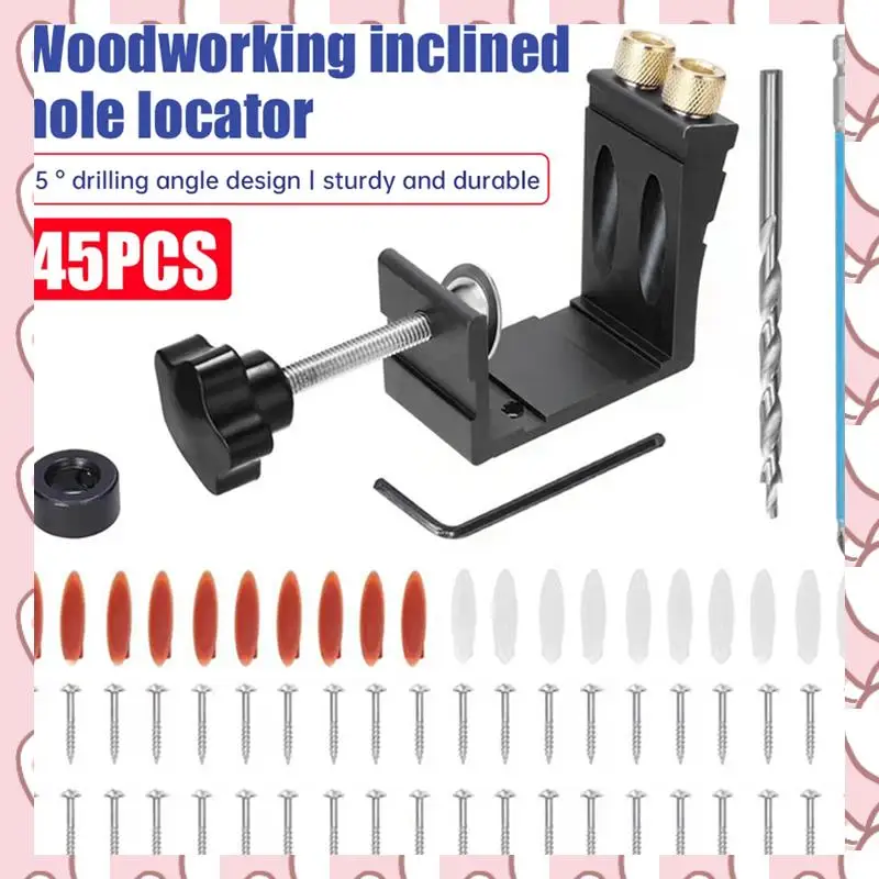 

HHTL Woodworking Mortise Andtenon Screw Set Oblique Hole Opening Locator Woodworking Guide Rail Angle Tools Black