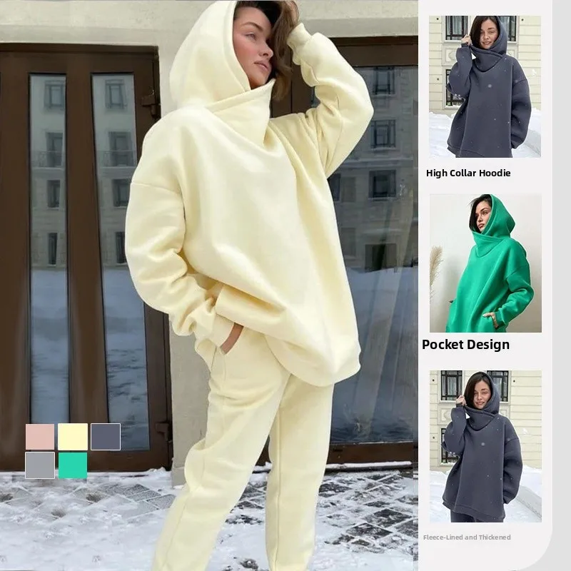 

Faionable Casual Fce Hoodie Set Women's Autumn Winter Two-Piece Suit Long Sve Long Pants Comfortable Breathable Set