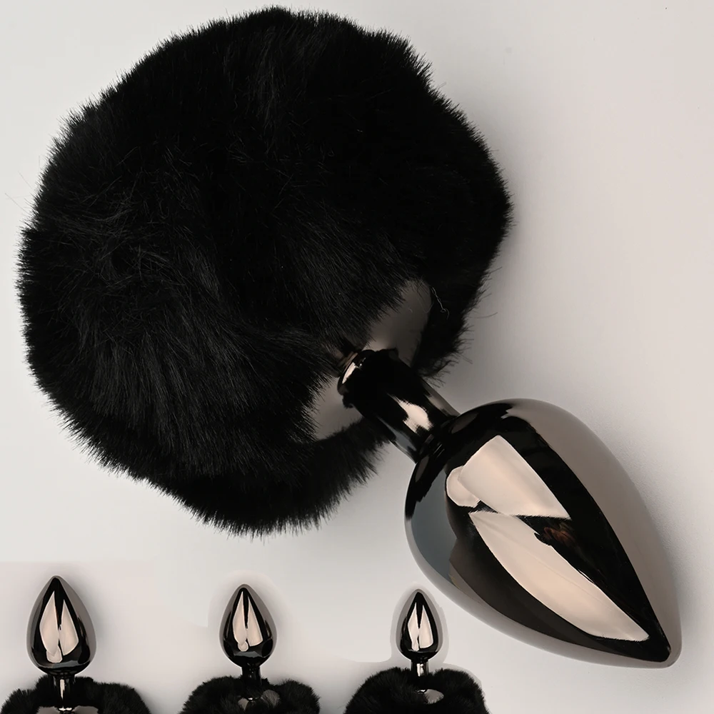 Fluffy Faux Fur Butt Plug,Metal Tapered Anus Anal Tail Sex Toys Training,Analplug Buttplug Butplug,Role Play