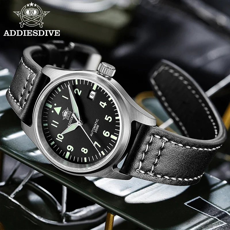 Addiesdive ساعة رجالية C3 سوبر مضيئة 20Bar مقاوم للماء الفولاذ المقاوم للصدأ الياقوت الزجاج التلقائي ساعة ميكانيكية Reloj hombre