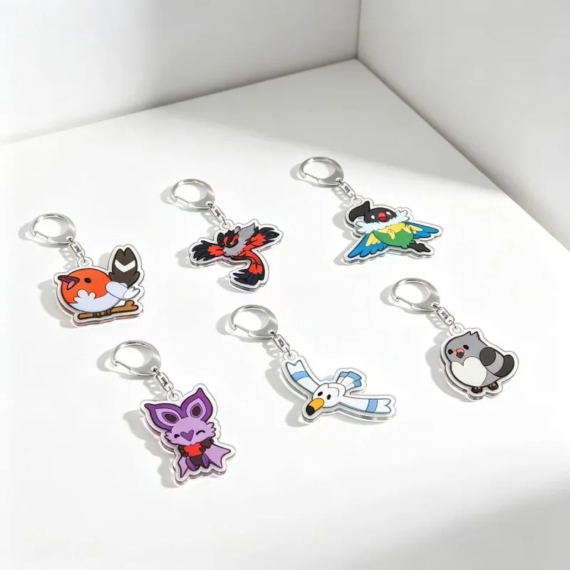 For Pokemon Elf Fletchinder Yveltal Chatot Noibat Wingull Pidove Acrylic Selfmade Original Cute Cartoon Anime Keychain Pendant