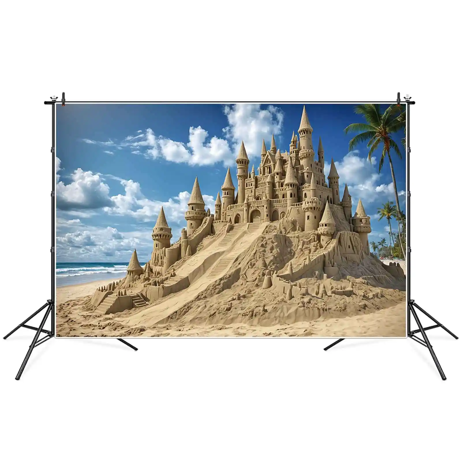 خلفيات شاطئ MOON.QG-Castle ، خلفيات أرضية رملية استوائية للمحيط للأطفال ، دعامات مخصصة للحفلات ، عيد ميلاد سنة واحدة