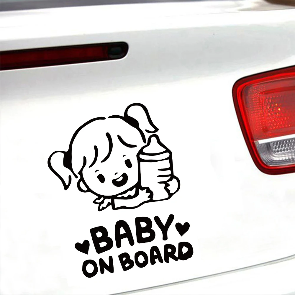 3Pcs Girl Baby on Board Funny Car Stickers and Decals Princess in Car Bumper Sticker Vinyl Decal for Vehicle Wall Decor 16x13cm