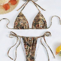 Sexy Leopard Micro Bikini 2024 Women Swimsuit Female Swimwear Thong Bikinis Set Brazilian Beach Wear Bathing Suit String Biquini