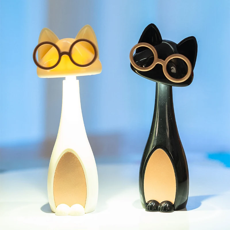 LED Night light Cartoon Cute Pet Cat USB Charging LED Night Light Room Bedroom Bedside Sleep Light Dormitory Decorative As Gift