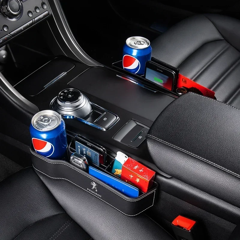 Car Leather Cup Holder Seat Organizer Holder Multifunctional Organizer For Peugeot 206 207 208 306 307 308 508 106 107 3008 5008