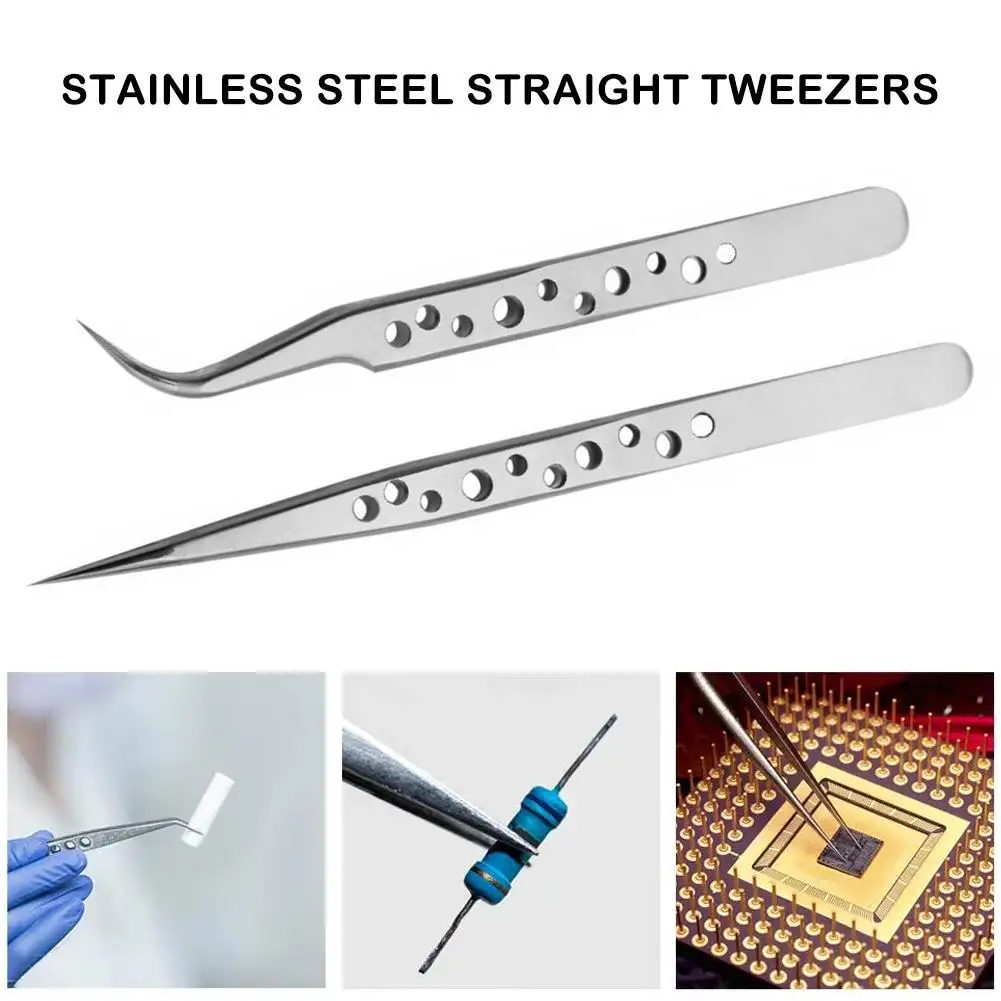 Precision Industrial Tweezers Anti-static Magnetic Stainless Steel Tweezers For Electronics Soldering Maintenance Hand Tools