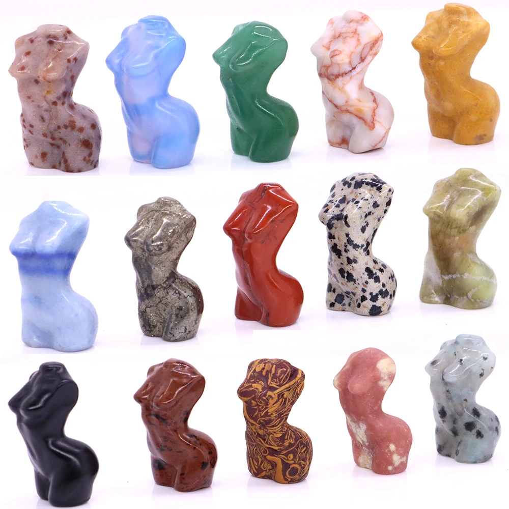 

30mm Sex Lady Model Statue Home Decor Healing Crystal Carved Gemstone Female Body Bust Figurine Reiki Rose Quartz Goddess Gifts