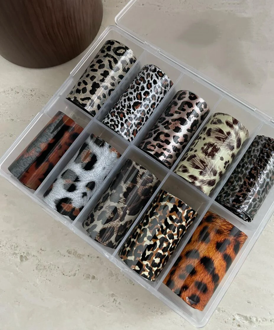 10 لفات ليوبارد طباعة السماء المرصعة بالنجوم نقل ورقة مسمار ملصقا Y2K الشارع كول السماء المرصعة بالنجوم ورقة لتقوم بها بنفسك ليوبارد نقل مسمار مائي #2