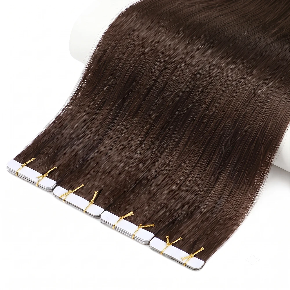 16 18 20 22 Inch Tape in Hair Extensions Human Hair Seamless Invisible Remy Hair Extensions Tape ins for Women Brazilian Dark Brown 21Pcs 50g 100% Human Hair