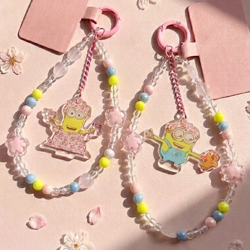 

Universal Studios Minion Sakura Collection Pink Phone Strap Cute Kawaii Adjustable Lanyard Cell Phone Charm Keychain