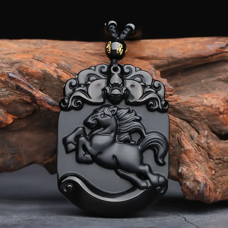 

Обсидиан, знаки зодиака, корова, тигр, кролик, дракон, змея, лошадь, овечка, собака, свинья, животное на год, Женское Ожерелье