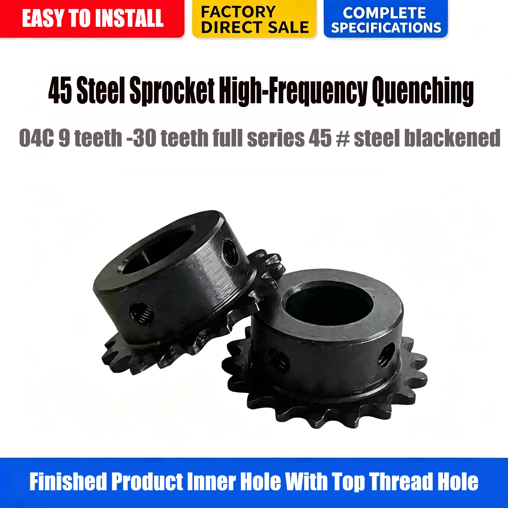 1PCS 45 # Steel 25H Chain Drive Sprocket Wheel 9T to 24T Bore 5mm to 16mm Pitch 1/4