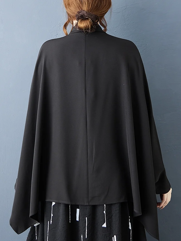 XITAO Onregelmatige Vleermuis Mouw Alle Match Vrouwelijke Blouse Casual 2025 Herfst Kraagvorm Lange Mouw Vrouwen Korte GJ1244