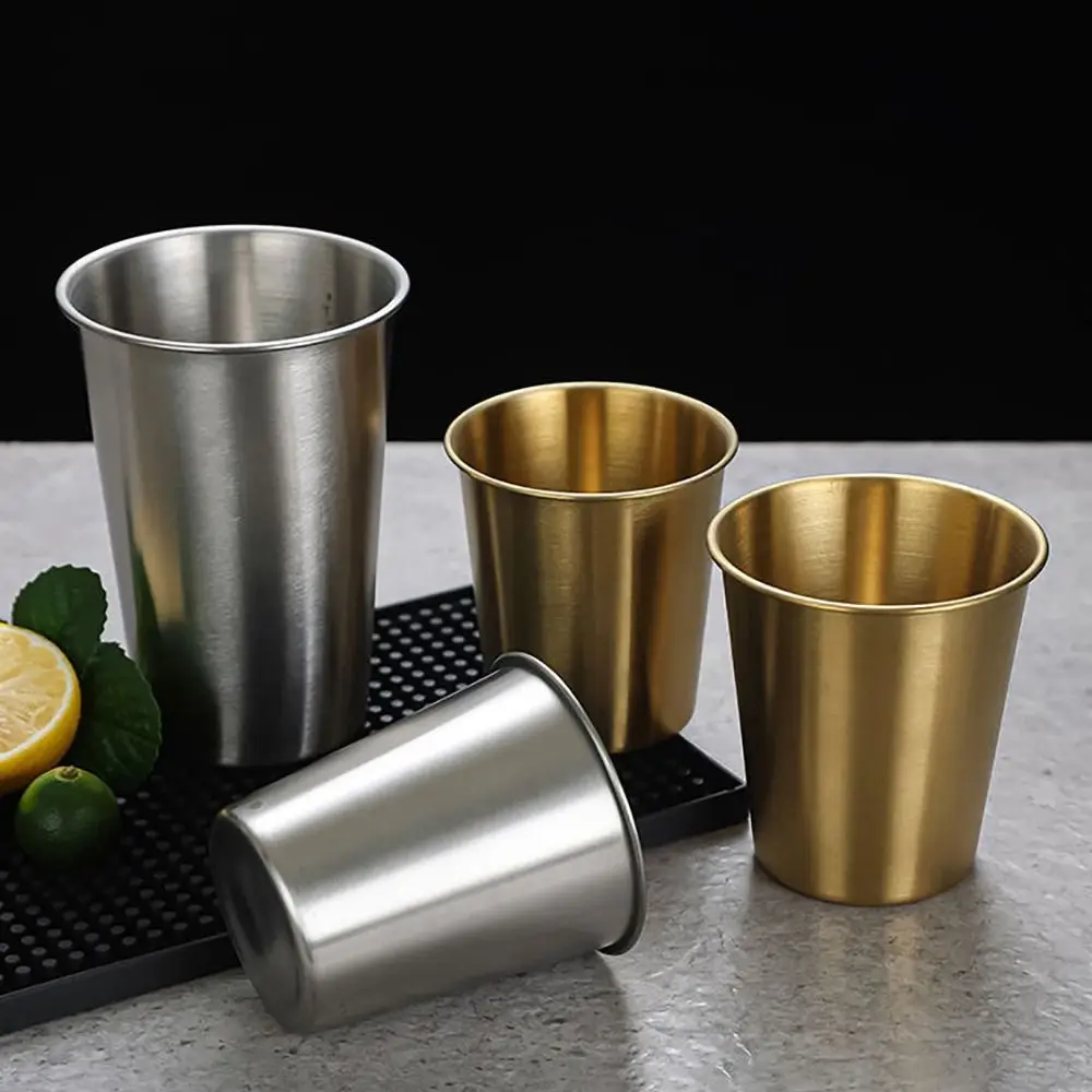 1Pcs Travel Camping Outdoor Stainless Steel Cup Coffee Tea Wine 304 Stainless Steel Whisky Beer Cups Gold Silver 260-500ml