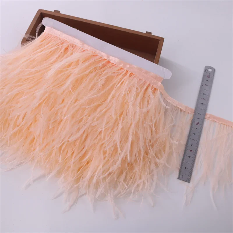 1Meters Ostrich Feathers Trim Width 10-15cm Black Feathers for Crafts Ostrich Feather Fringe Trim Ribbon Plumas Plume Decoration