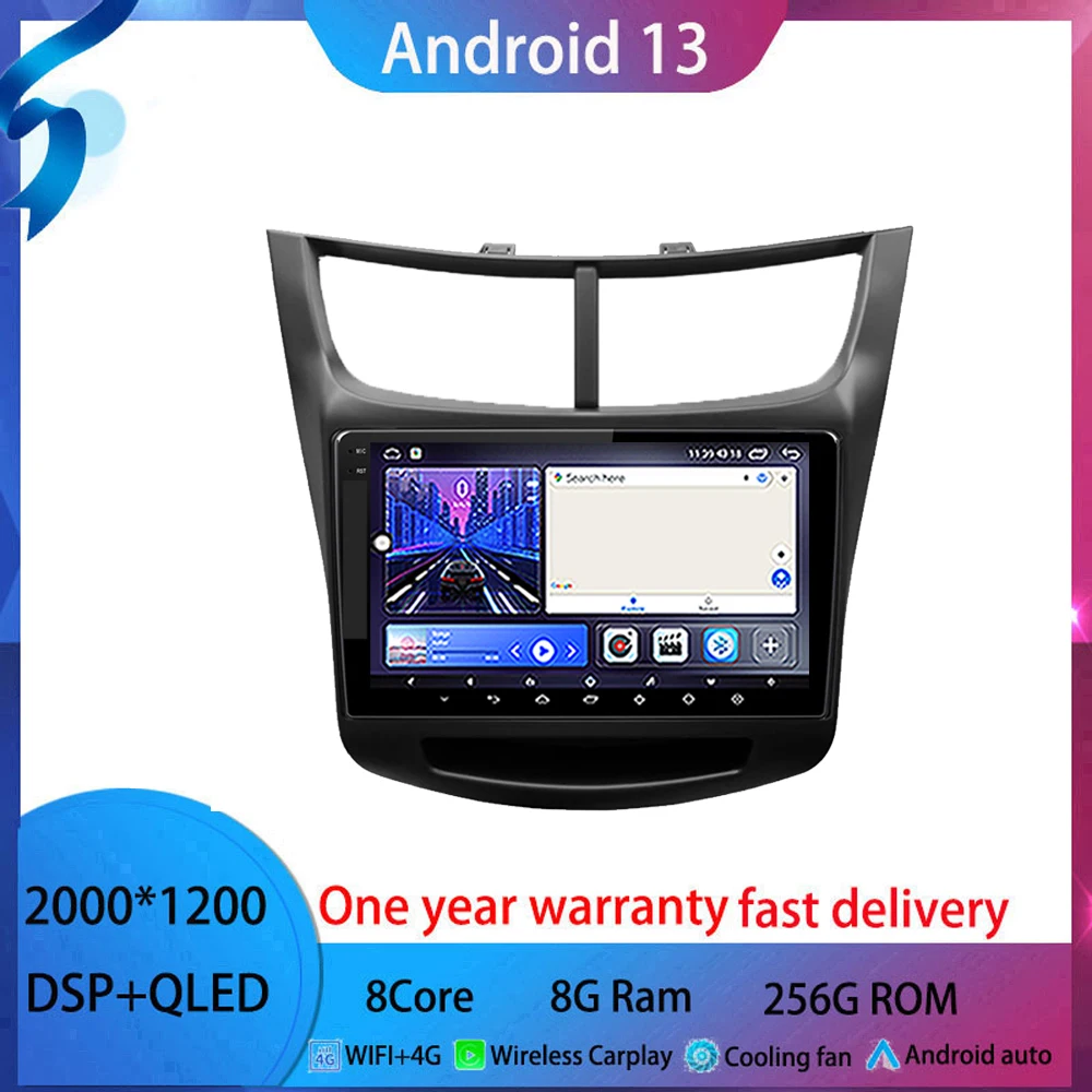 9 inch For Chevrolet Sail 2015-2018 android 13 Car Radio Multimedia Video Player Android tablet  QLED Screen 4G BT5.0