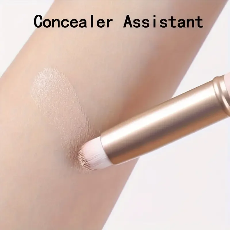 -Professional round headed lipstick brush with cap, handheld palm brush, suitable for all skin types, lip brush applicator