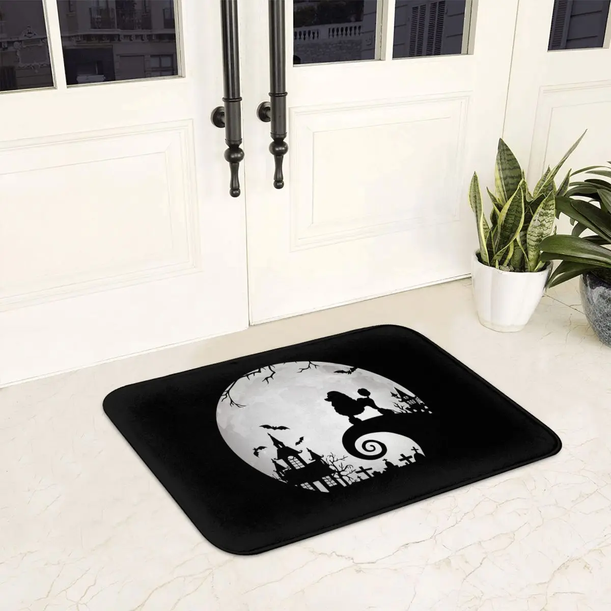 Poodle Dog And Moon Halloween Doormat Anti-skid Bathroom Floor Mats Home Entrance Rug Kitchen Living Room Carpet Hallway Footpad