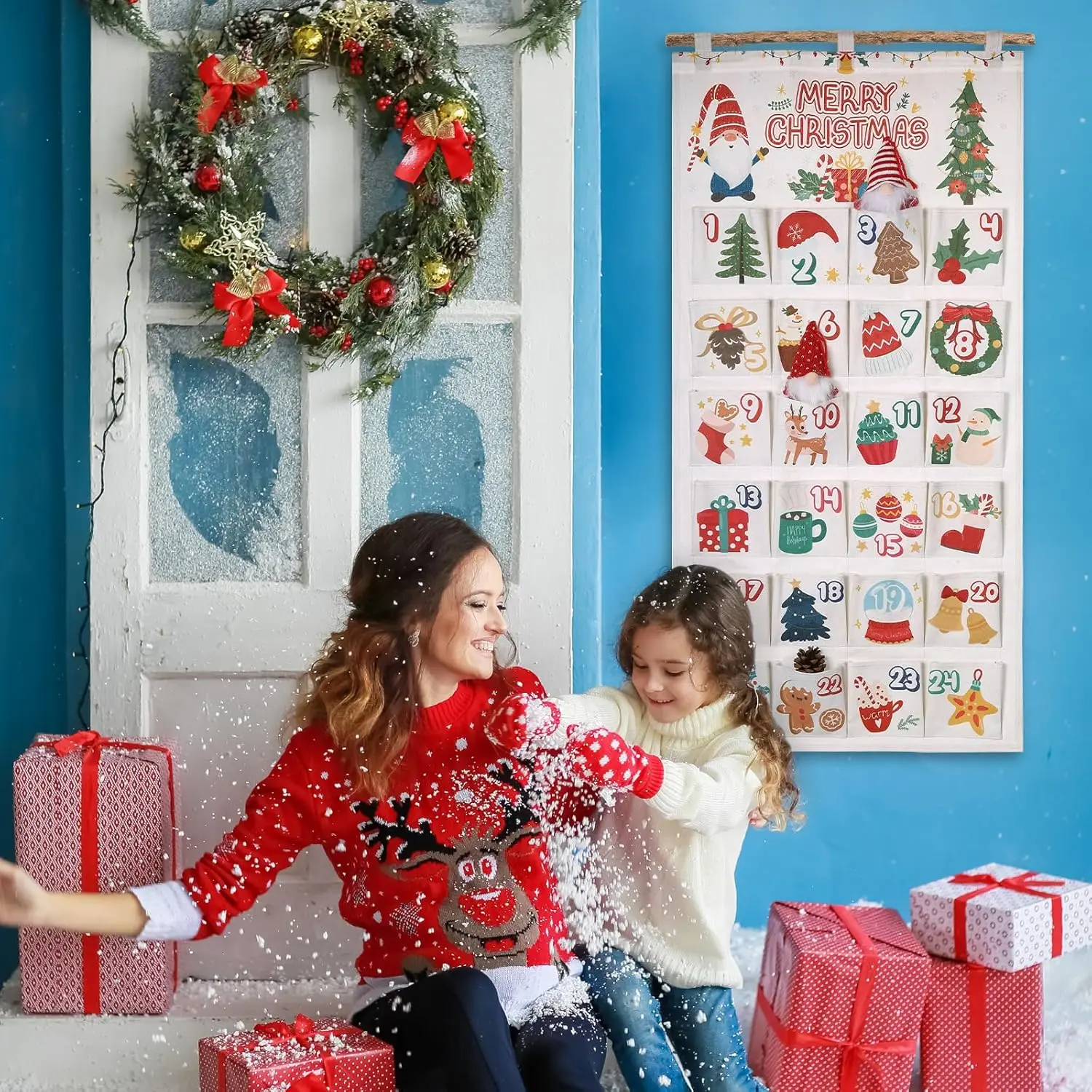 ปฏิทินนับถอยหลังวันคริสต์มาสแบบกำหนดเอง 24 ช่อง แขวนผนัง สไตล์บ้านไร่ ตกแต่งน่ารัก เป็นของขวัญสำหรับเด็กๆ ที่บ้าน