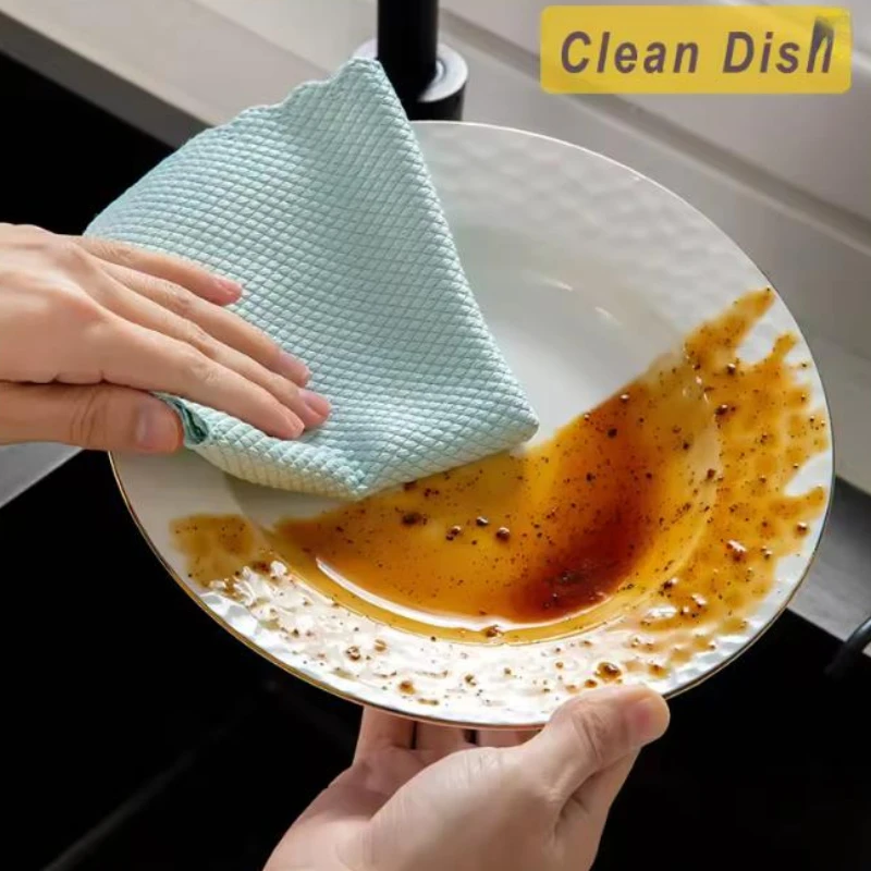 

5Pcs Kitchen Cleaning Towel Wiping Rags Cloth Glass Window Dish Cleaning Cloth Efficient Glass Cleaning Absorbent Kitchen Towels