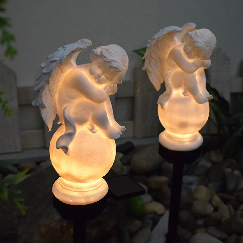 

Crafts Yard Landscape Lamp Waterproof Garden Solar Angel Sculpture Wings Angel LED Solar Fairy Light for Garden Balcony Yard