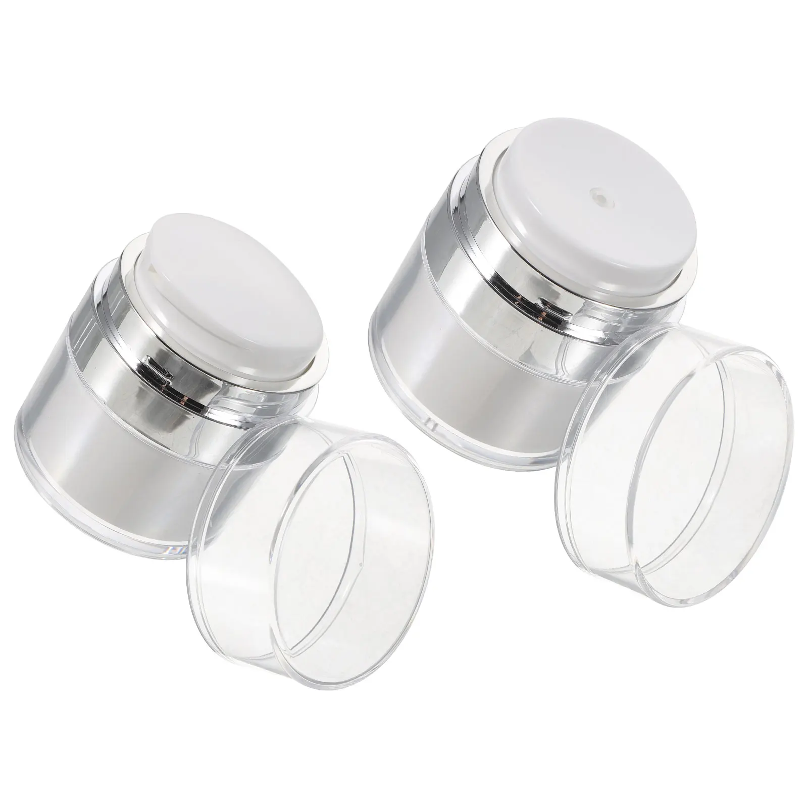 

2pcs Airless Pump Jar Travel Container Leakproof Refillable Face Cream Shampoo Bottle Durable Lightweight Skincare Tool