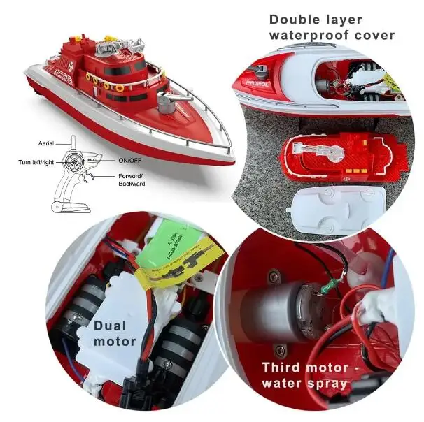 Akumulatorowe łodzie zdalnie sterowane Letnie zabawki Elektryczna łódź strażacka 20KM/H Łódź motorowa do jezior / basenów