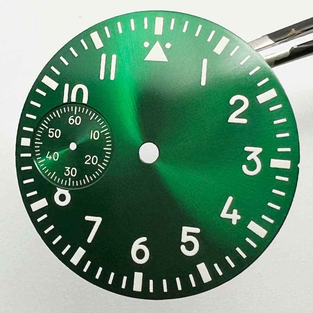 37mm Watch Dial Black Blue Green White Watch Dial Green luminous fit ETA 6497 Seagull ST3600 movement