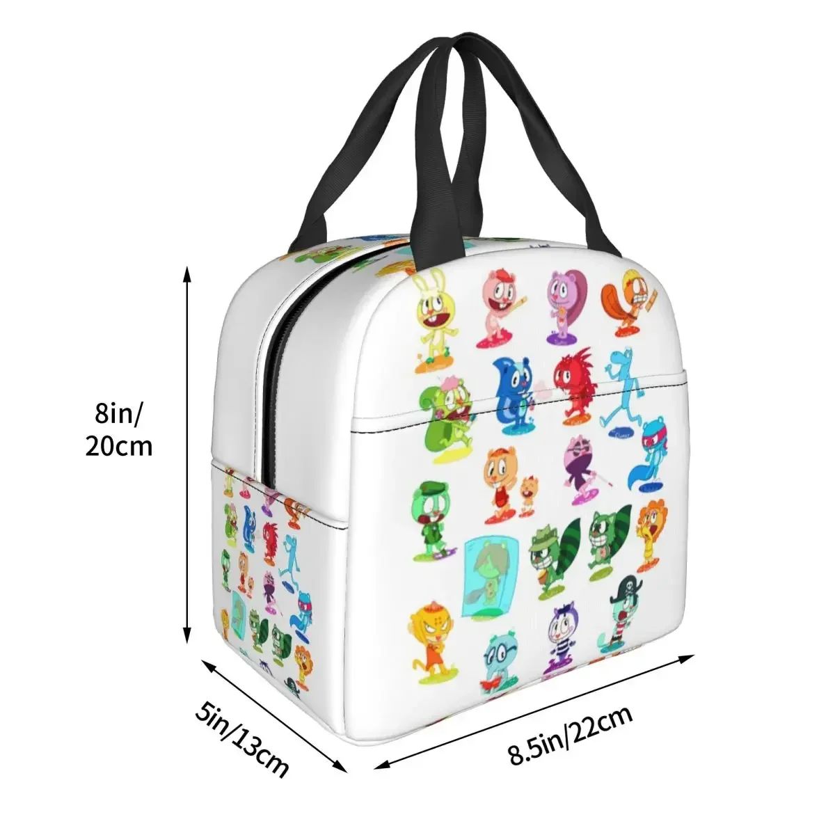 Happy Tree Friends Characters Flippy Giggles Petunia Insulated Lunch Bag for Women Children Food Boxes Thermal Lunch Box