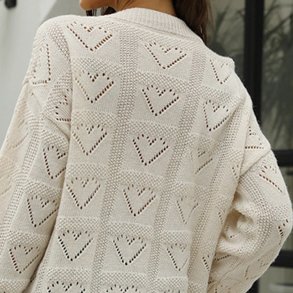 

Женский повседневный свитер с ажурной вязкой крючком, удобный крой, вариант для повседневной носки и вечеринок, полиэстер