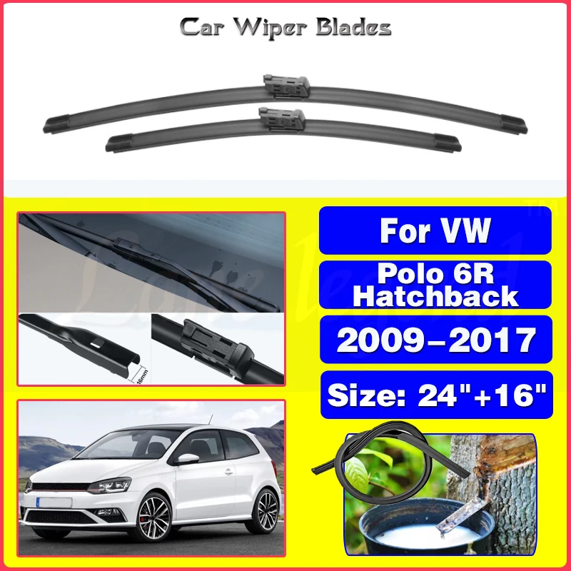 

Wiper Front Wiper Blades For VW POLO 6R Hatchback 2009-2017 2010 2011 2012 2013 2014 Windshield Windscreen Front Window 24"+16"