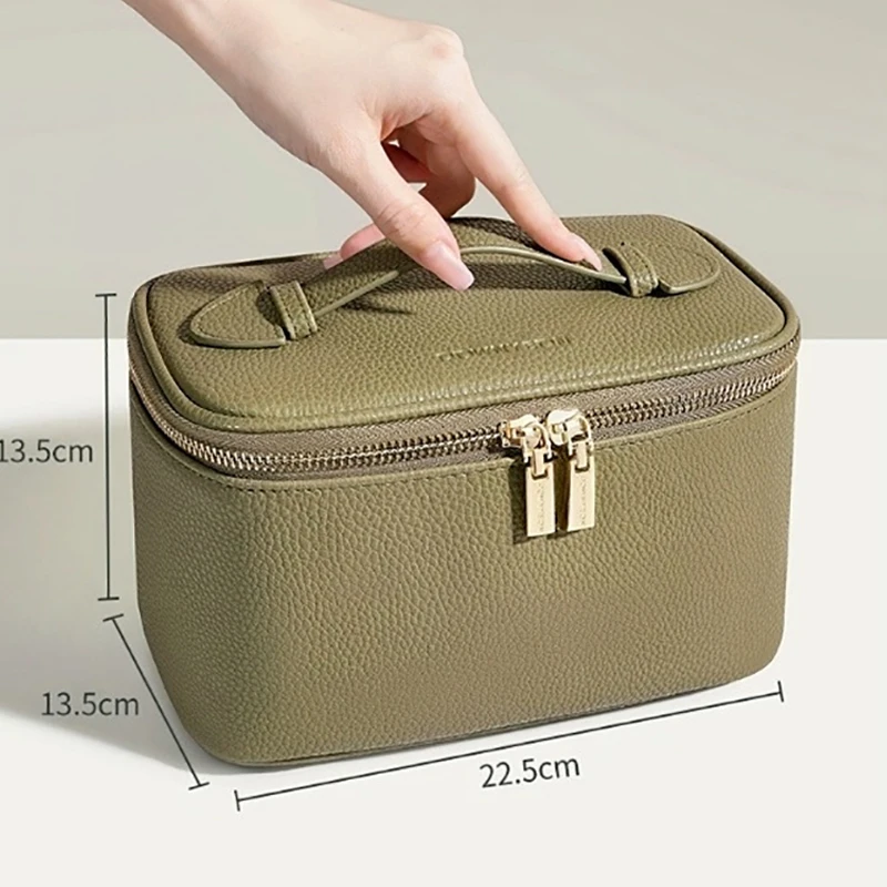 

Новая женская косметичка с текстурой из искусственной кожи, водонепроницаемые дорожные сумки для хранения, большая вместимость, универсальные квадратные сумки, органайзер для макияжа, сумка