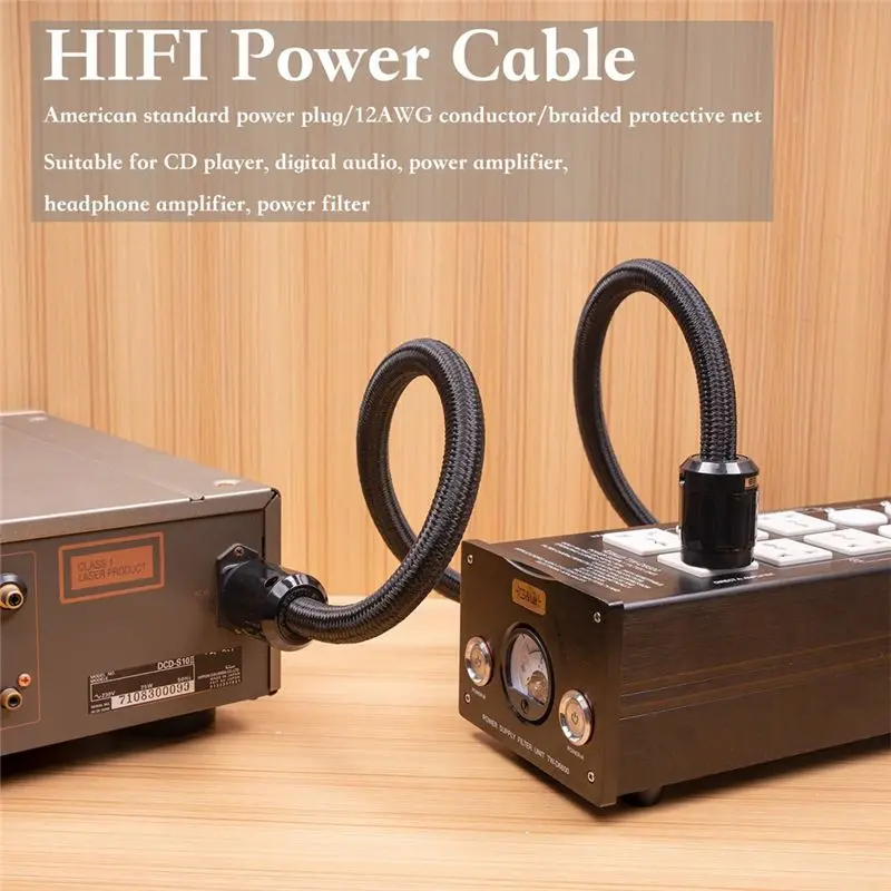 HFES 12AWG Hi-End HiFi Audio Universal AC Power Cable Power Cord for Digital Player Power Amplifier US Plug 2 Meter/6.56Ft