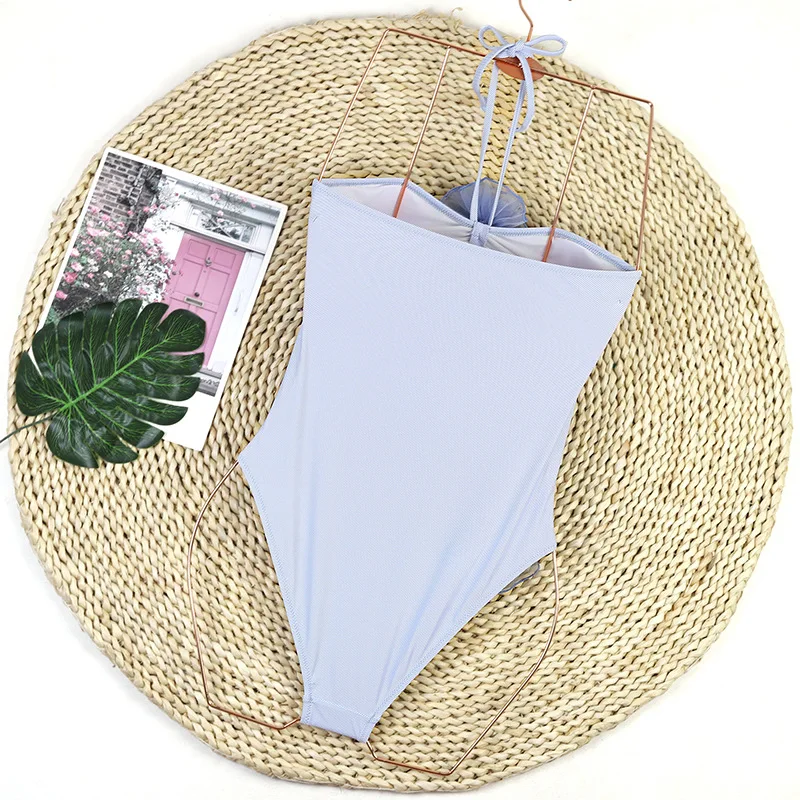 New Sexy Halter Hollow-Out One-Piece Swimsuit with 3D Flower Design, Women's Trendy Bikini Bathing Suit, Summer Beach